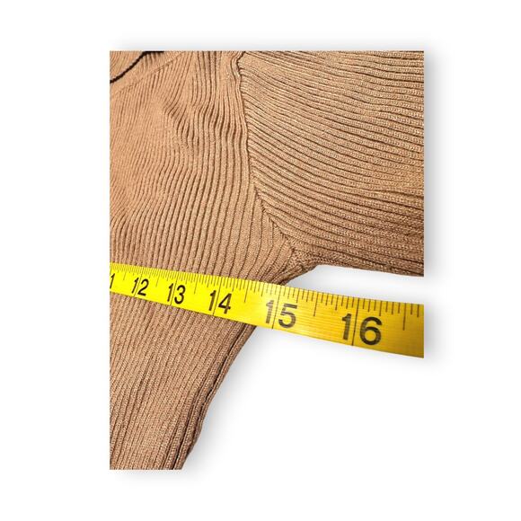 John + Jenn Tan Buttoned Cuff Ribbed Turtleneck Sweater Size Small - Picture 5 of 9
